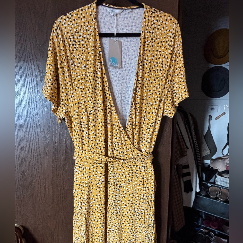 Boden yellow wrap dress NWT size 20